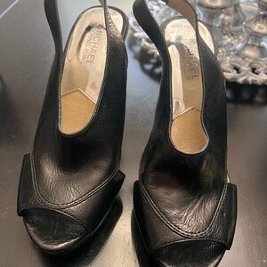 Michael Kors Black Peep Toe Slingback Heels